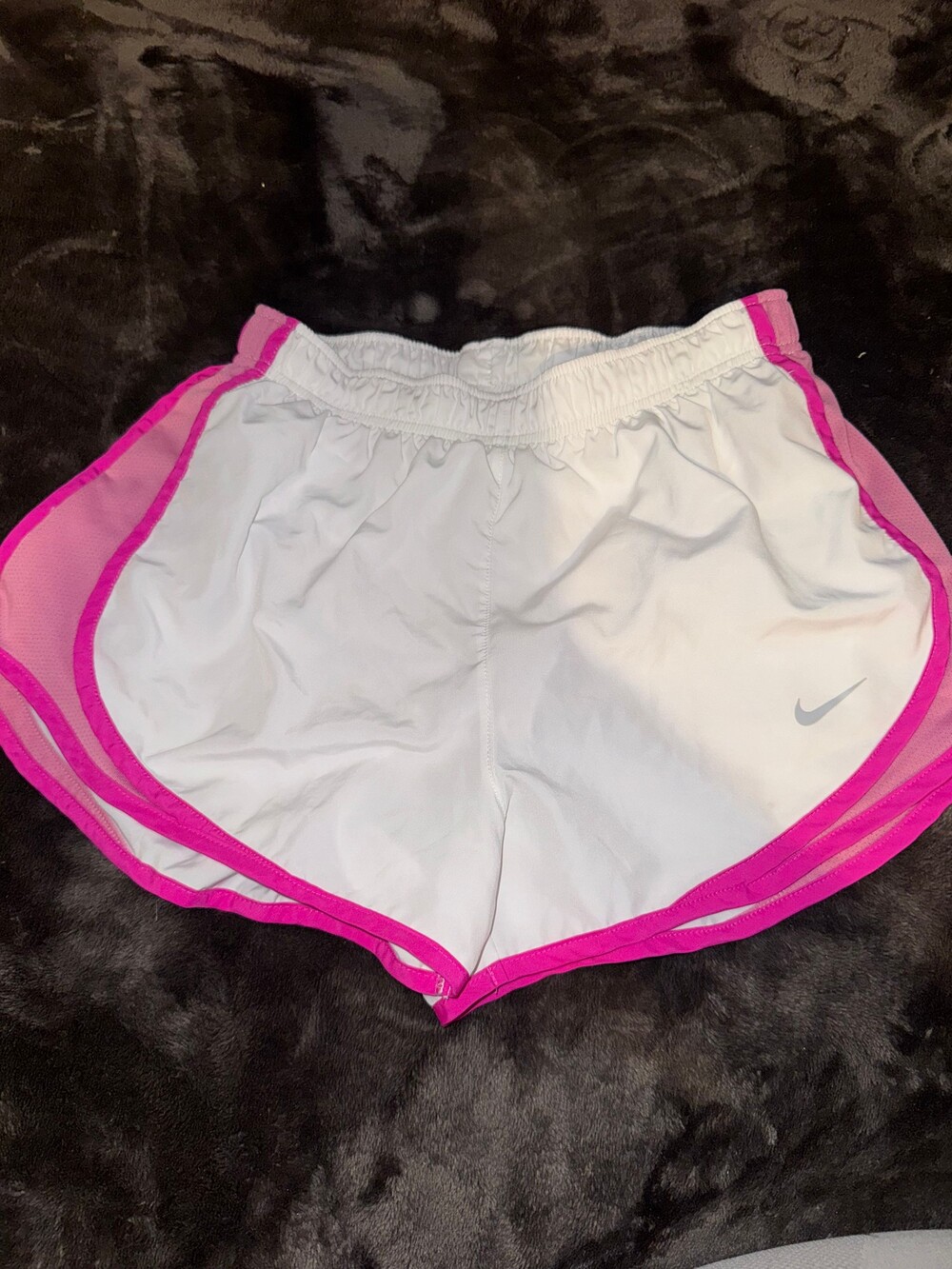 Nike Dri-FIT Women's Running Shorts Small White Pink Trim